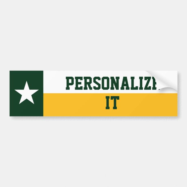 Green and Gold Texas Flag Bumper Sticker (Front)
