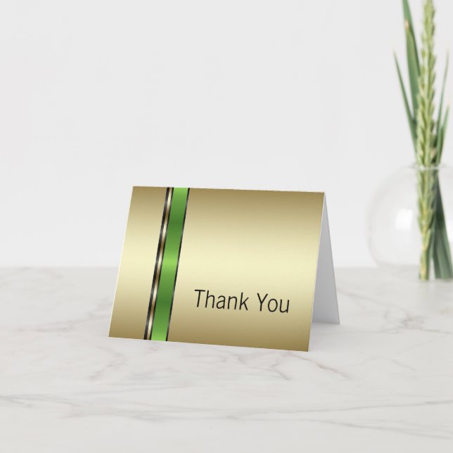 Green and Gold Thank You Cards (Front)