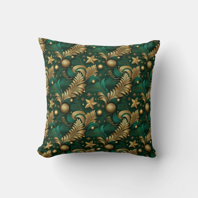 Green and Gold Throw Pillow (Front)