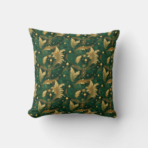 Green and Gold Throw Pillow