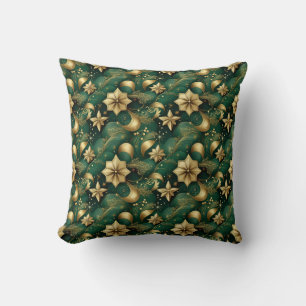 Green and Gold Throw Pillow