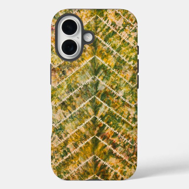 Green and Gold Tie Dye Chevron Pattern Case-Mate iPhone Case (Back)