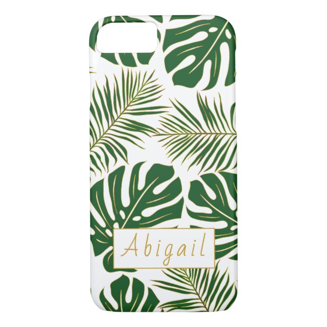 Green and gold tropical leaves modern Case-Mate iPhone case (Back)