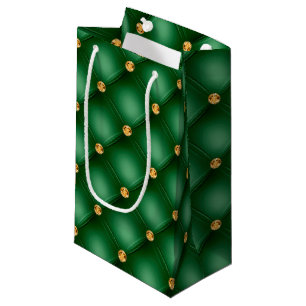 Green and Gold Tufted Small Gift Bag