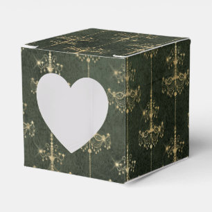 Green and Gold Vintage Chandeliers Favour Box