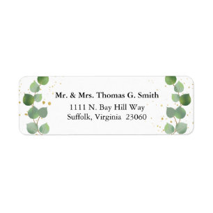 Green and Gold Watercolor Botanical Return Address