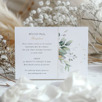 Green and Gold Watercolor Wedding Reception Card