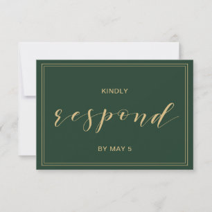 Green and Gold  Wedding rsvp Card