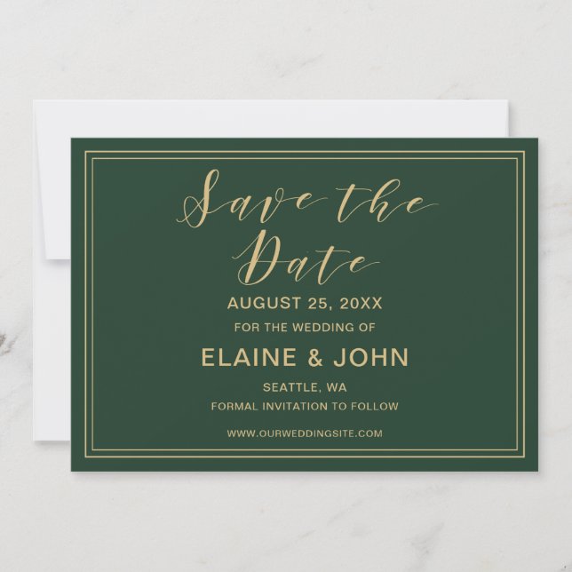 Green and Gold Wedding save the dates Save The Date (Front)