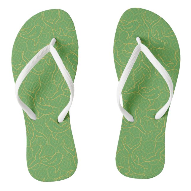 Green and Golden Koi Fish Pattern Design  Jandals (Footbed)