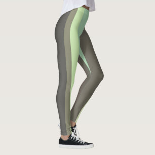 green and gray Abstract Stripes Leggings