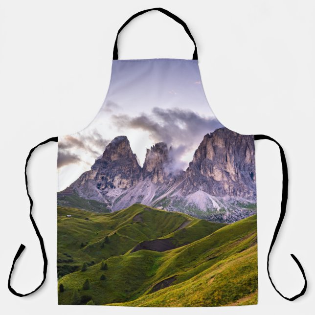 GREEN AND GRAY MOUNTAINS UNDER WHITE CLOUDS DURING APRON (Front)