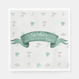 Green and Grey Baby Koala Birthday Party Napkin