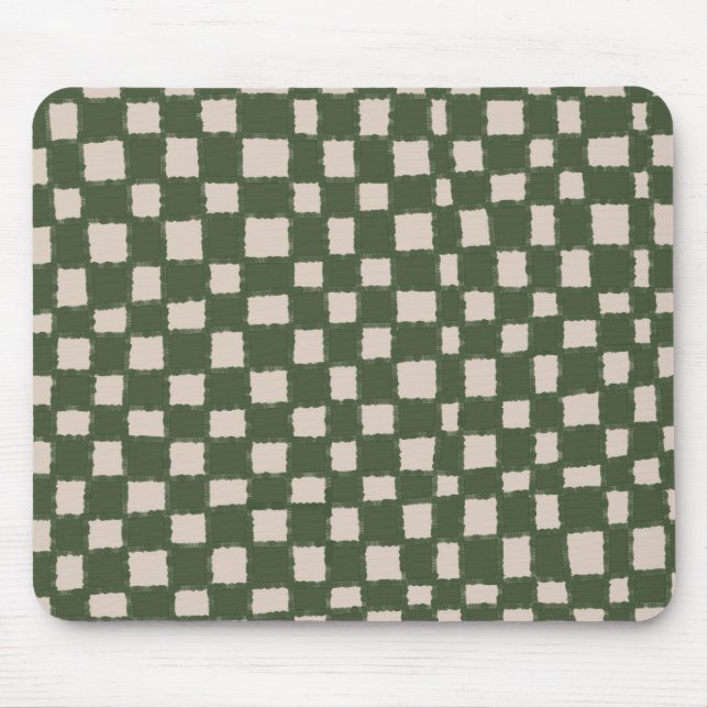 Green and Grey Chequerboard Pattern Stylish  Mouse Pad (Front)