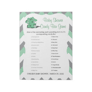 Green and Grey Chevron Elephant Baby Shower Game 2 Notepad