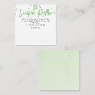 Green and Grey Diaper Raffle Baby Shower Tickets Enclosure Card