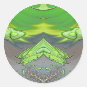 ~ Green and Grey Fractal ~ Classic Round Sticker