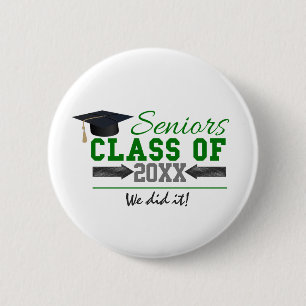Green and Grey Graduation Gear 6 Cm Round Badge