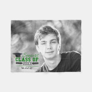Green and Grey Graduation Gear Fleece Blanket