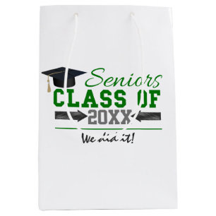 Green and Grey Graduation Gear Medium Gift Bag