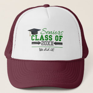 Green and Grey Graduation Gear Trucker Hat