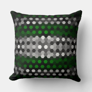 Green and Grey Hexagons Pattern Cushion