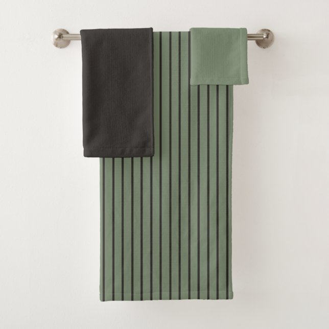 green and grey stripes bath towel set (Insitu)