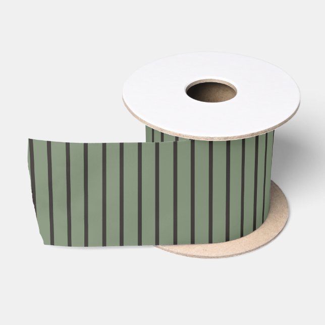 green and grey stripes   satin ribbon (Spool)