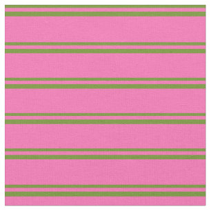 Green and Hot Pink Coloured Lined Pattern Fabric