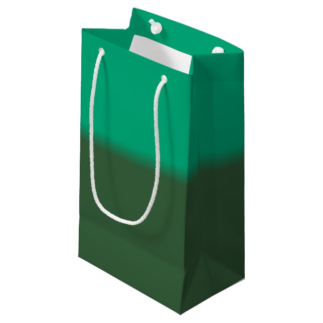 Green and Hunter Green Ombre Small Gift Bag (Front Angled)