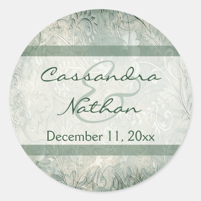 Green and Ivory Floral Envelope Seal (Front)