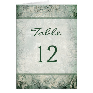 Green and Ivory Floral Table Number Card