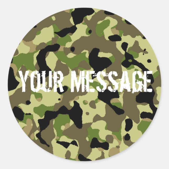 Green and Khaki Camoflage Sticker (Front)
