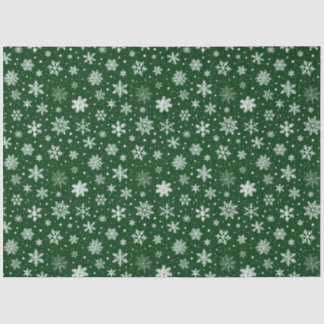 Green and Large White Snowflakes  Tissue Paper