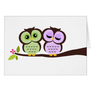 Green and Lavender Owls