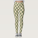 Green and Light Beige Chequerboard Leggings<br><div class="desc">Green and Light Beige Chequerboard</div>