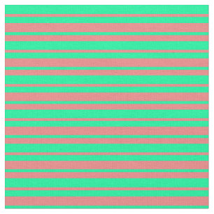 Green and Light Coral Coloured Lines Pattern Fabric