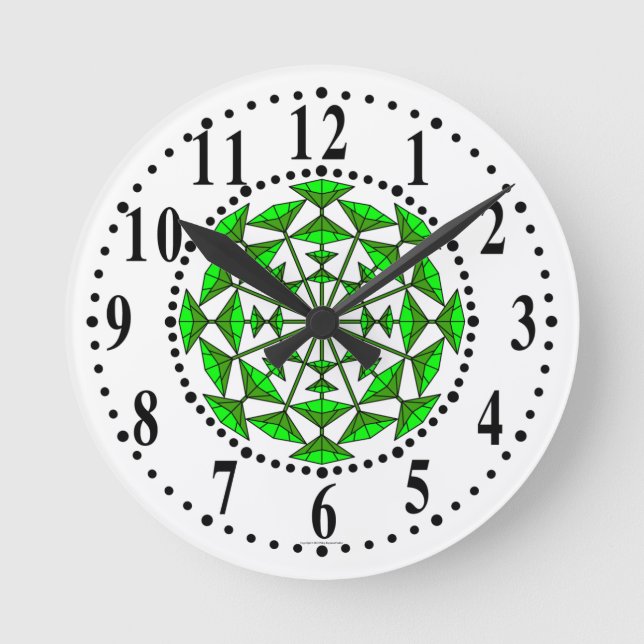 Green And Light Green Floral 151 Wall Clock (Front)