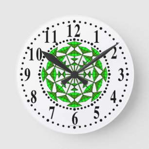 Green And Light Green Floral 151 Wall Clock