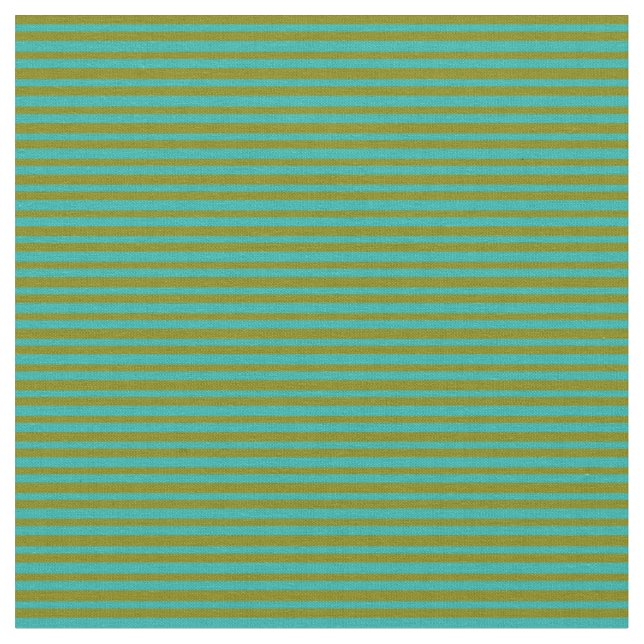 Green and Light Sea Green Coloured Stripes Fabric (Close Up)