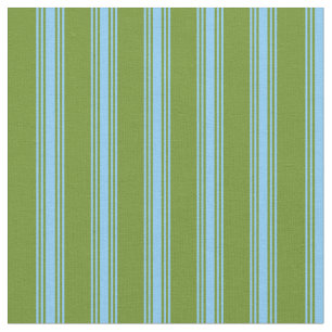 Green and Light Sky Blue Coloured Lined Pattern Fabric