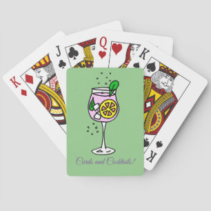 Green and Lilac Cocktail Time Playing Cards