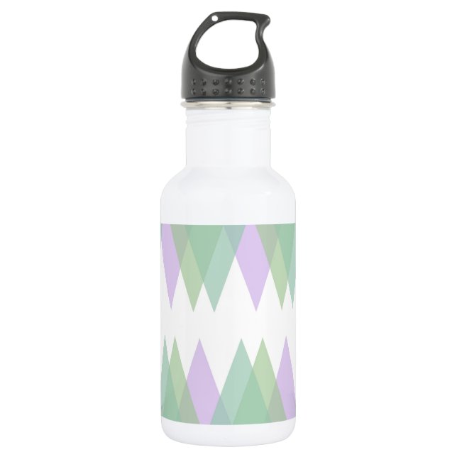 Green and lilac triangles 532 ml water bottle (Front)