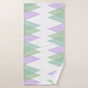 Green and lilac triangles bath towel