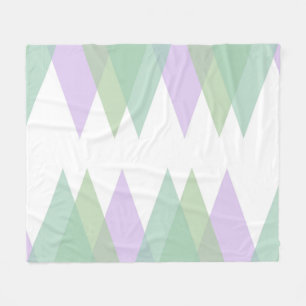 Green and lilac triangles fleece blanket