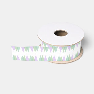Green and lilac triangles grosgrain ribbon