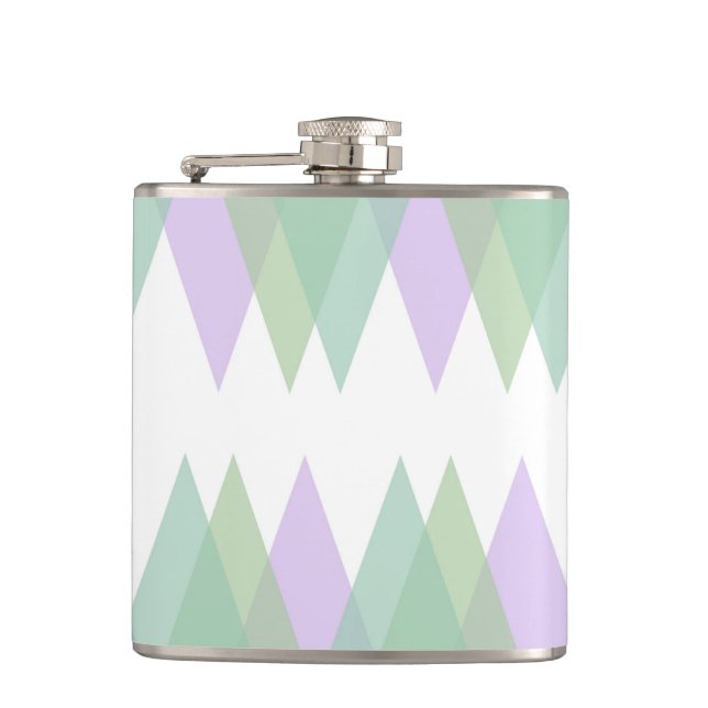 Green and lilac triangles hip flask (Front)