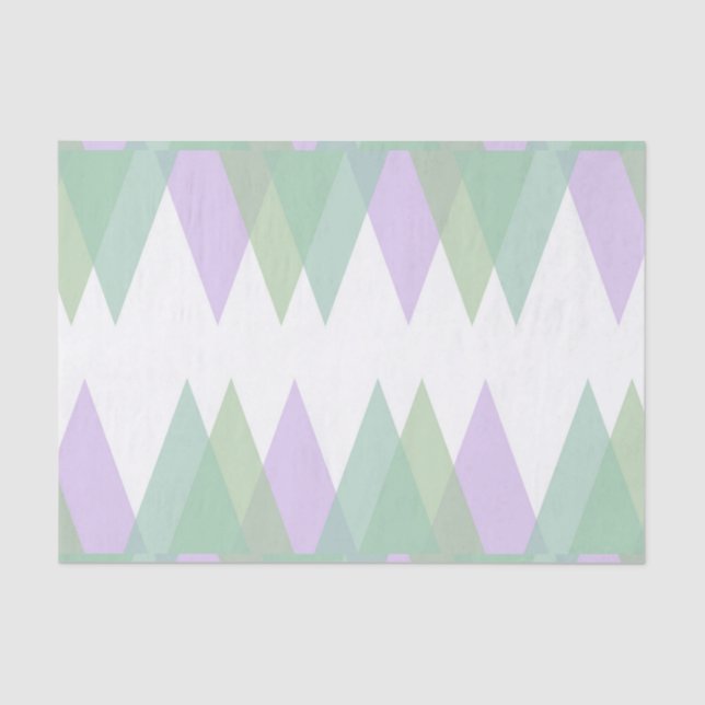 Green and lilac triangles tissue paper (Front)