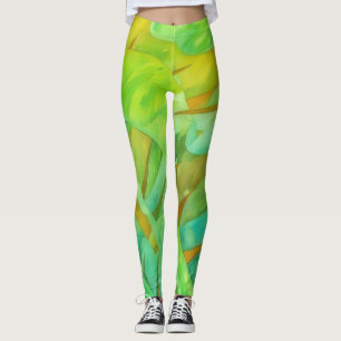 Green and Lime Artsy Leggings