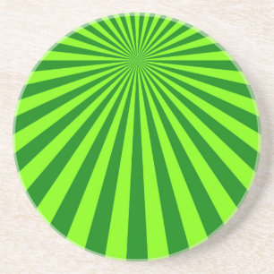 Green and Lime Funky Striped Abstract Art Coaster